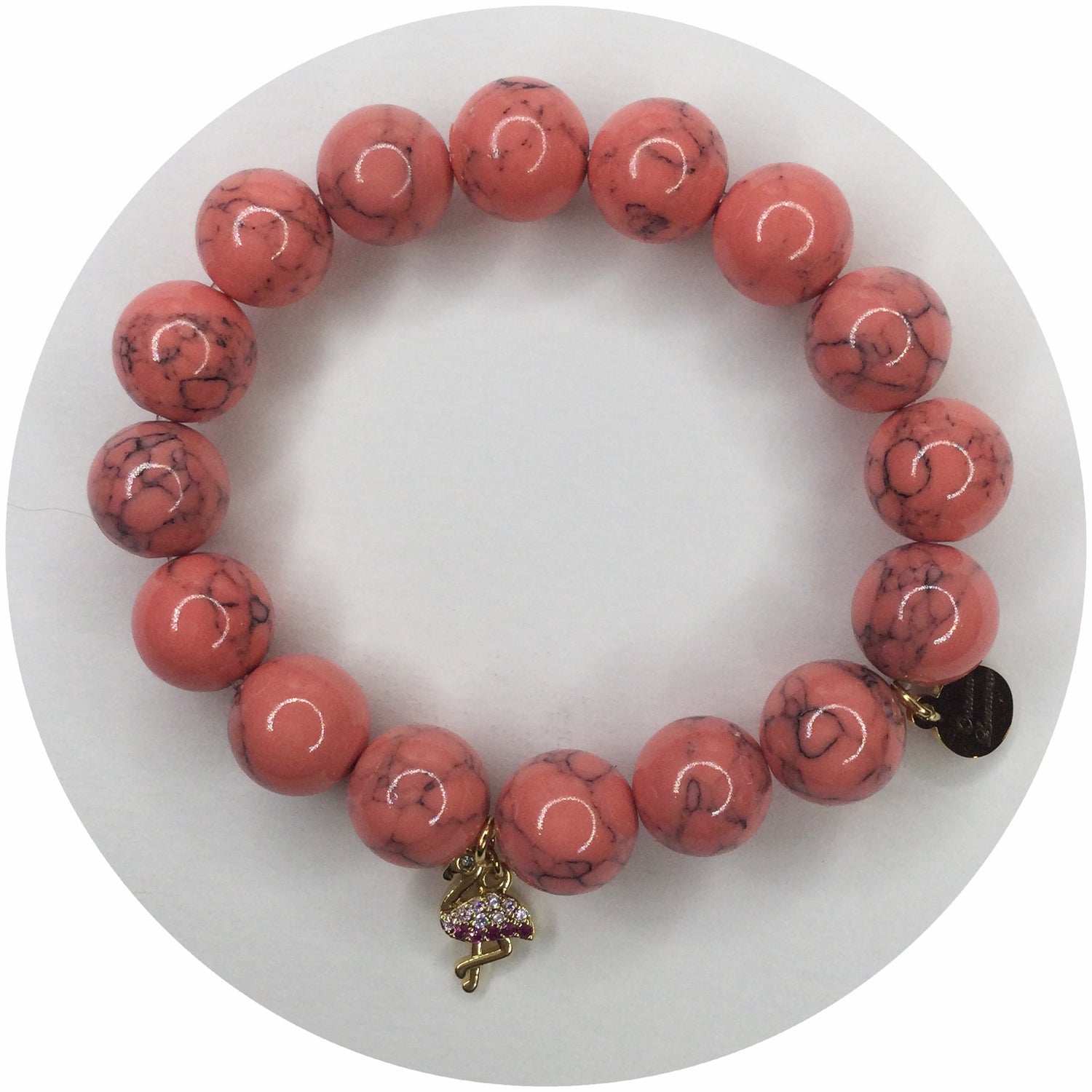 Coral Pink Howlite with Pavé Flamingo Pendant – Oriana Lamarca Designs