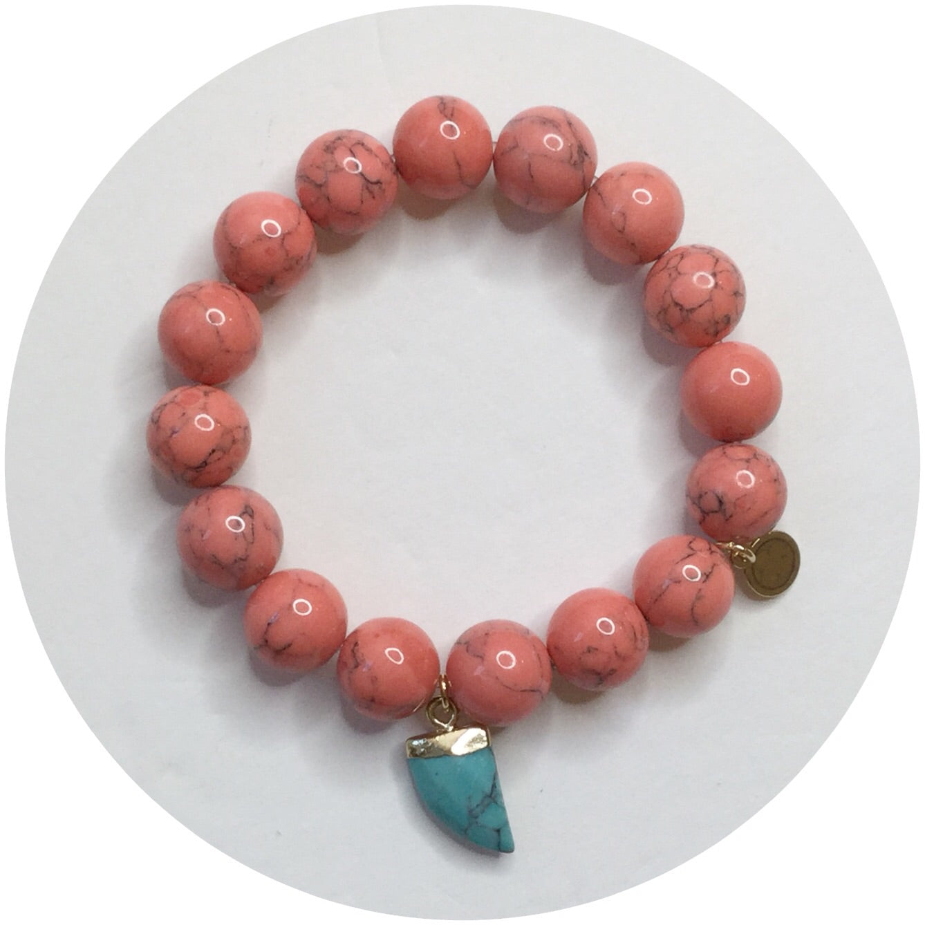 Coral Pink Howlite with Turquoise Horn Pendant – Oriana Lamarca Designs