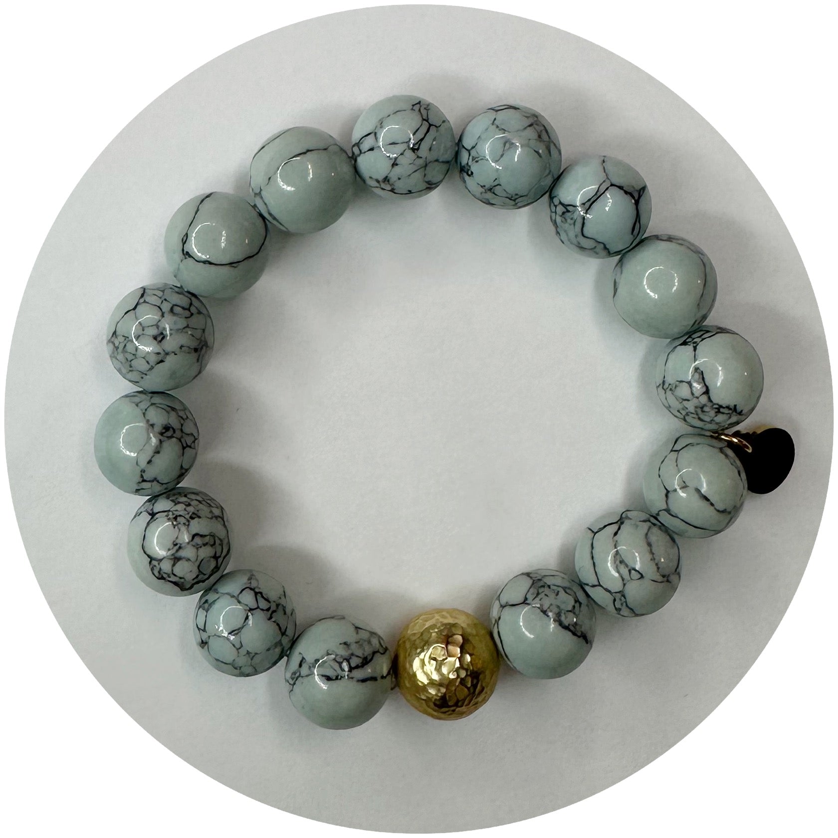 Sky Blue Howlite with Hammered Gold Accent