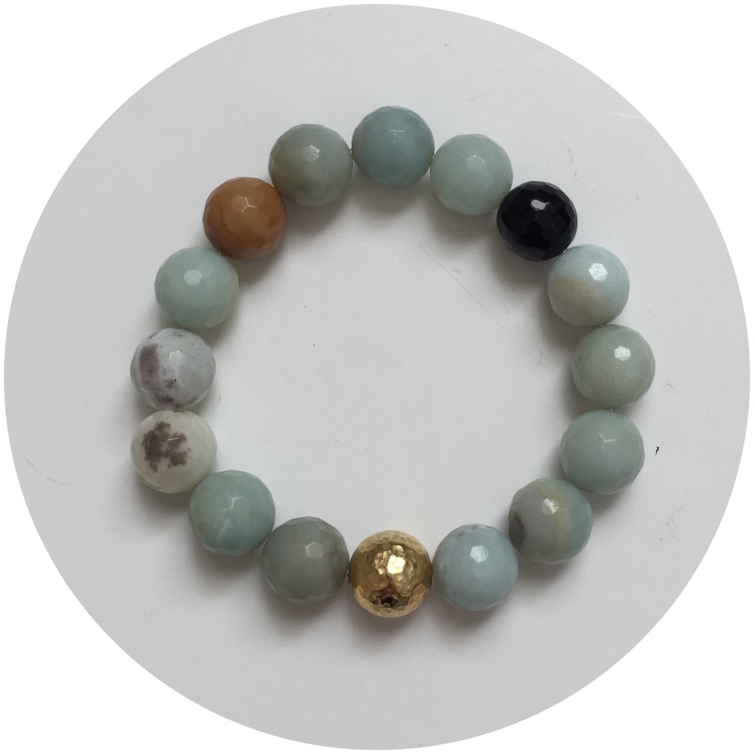 Amazonite with Hammered Gold Accent - Oriana Lamarca LLC