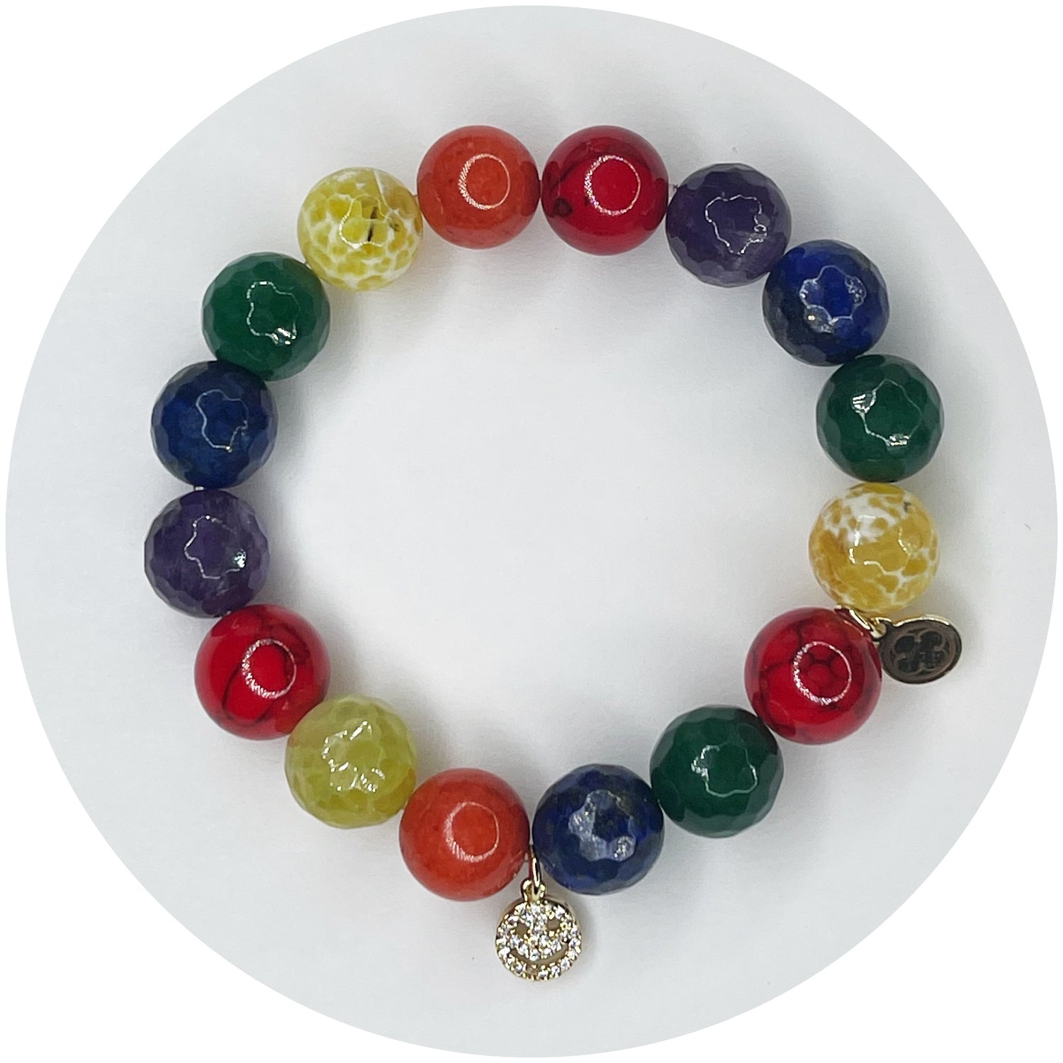 Love is Love Multicolor Jade with Pavé Smiley Face