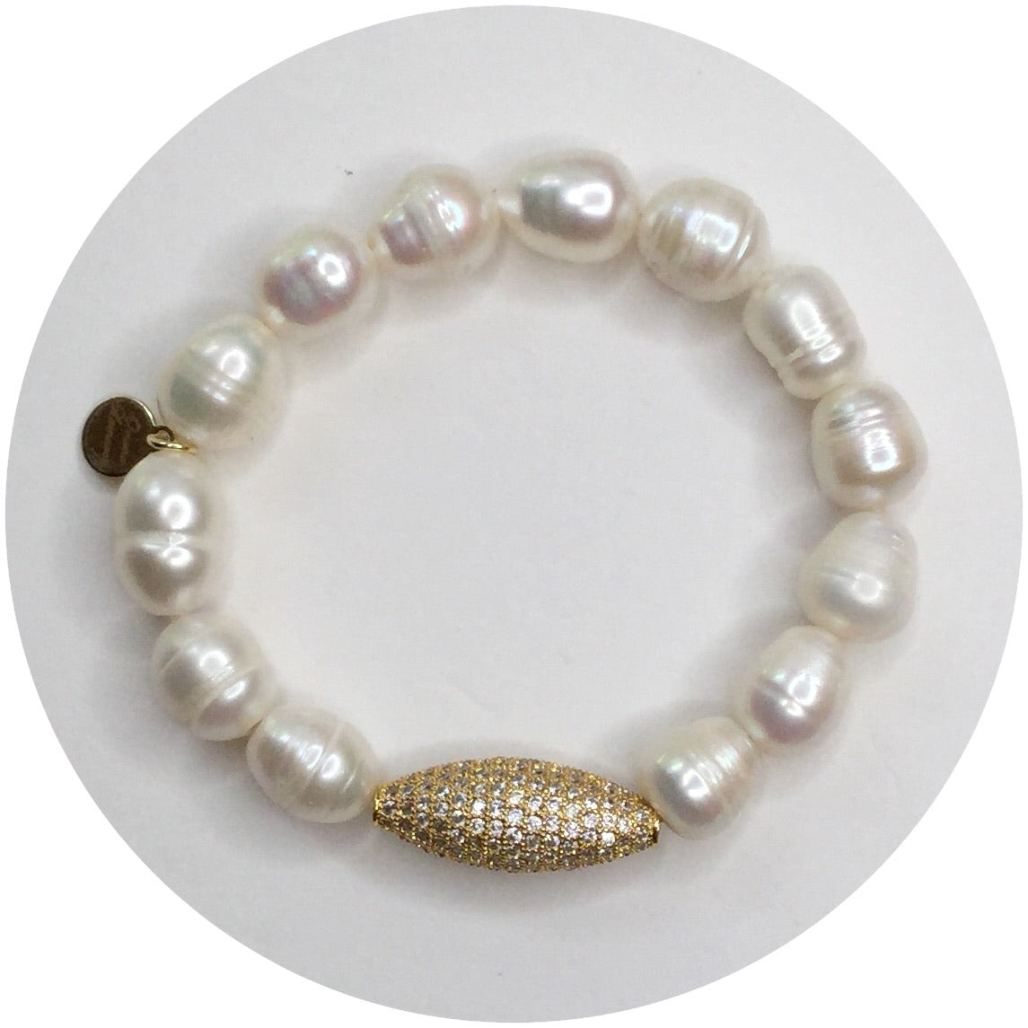 Freshwater Pearls with Pavé Gold Dome - Oriana Lamarca LLC