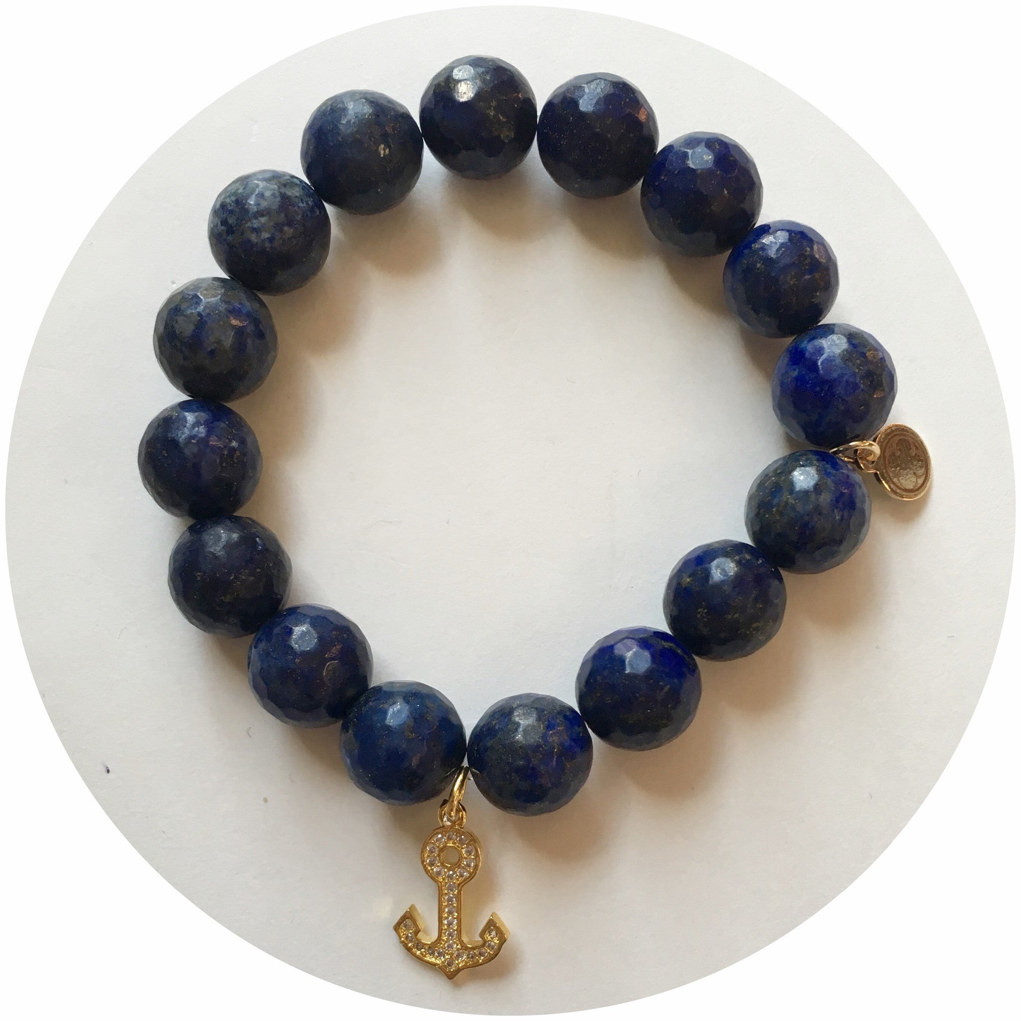 Lapis Lazuli with Pavé Gold Anchor Pendant - Oriana Lamarca LLC