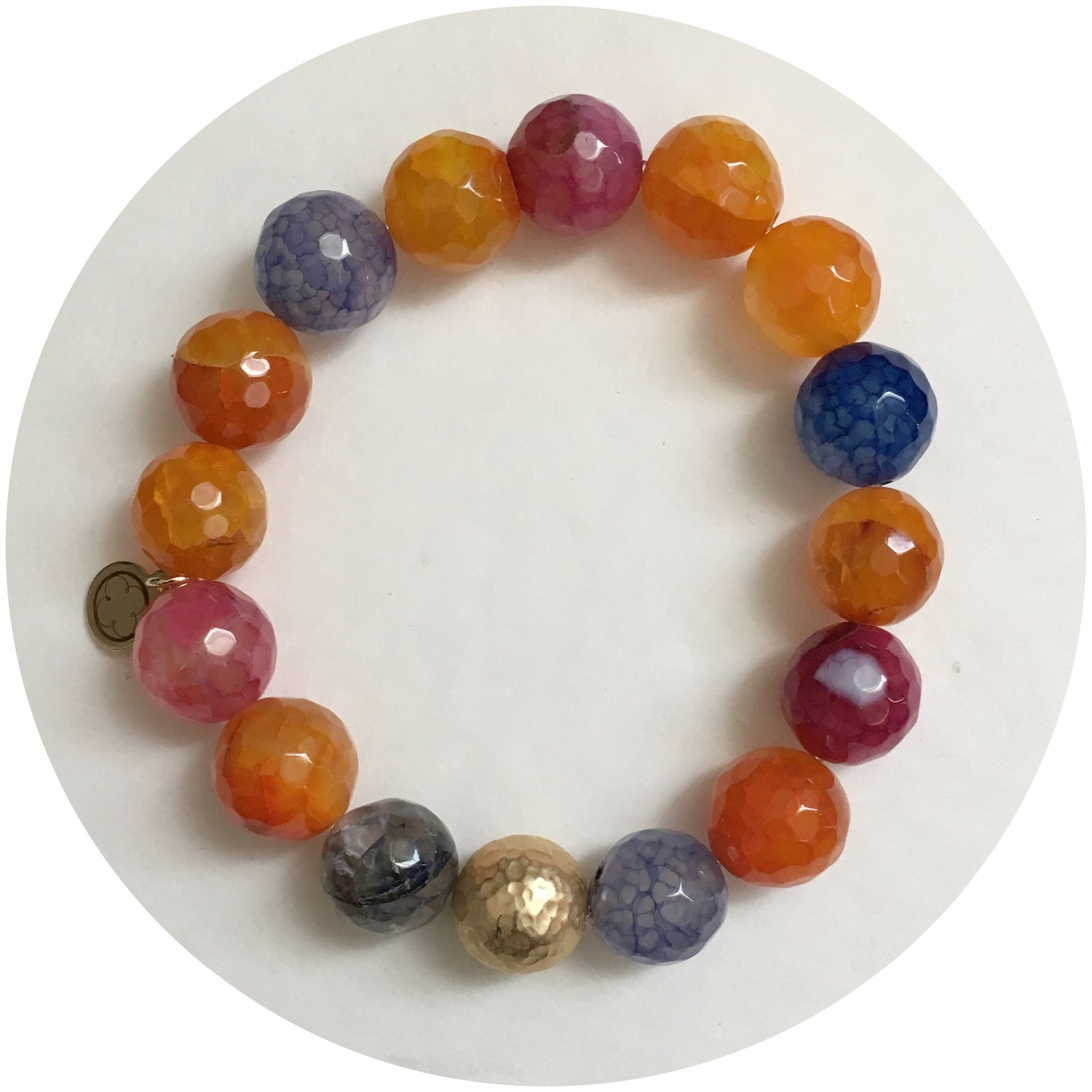 Springtime Multicolor Agate with Hammered Gold Accent - Oriana Lamarca LLC