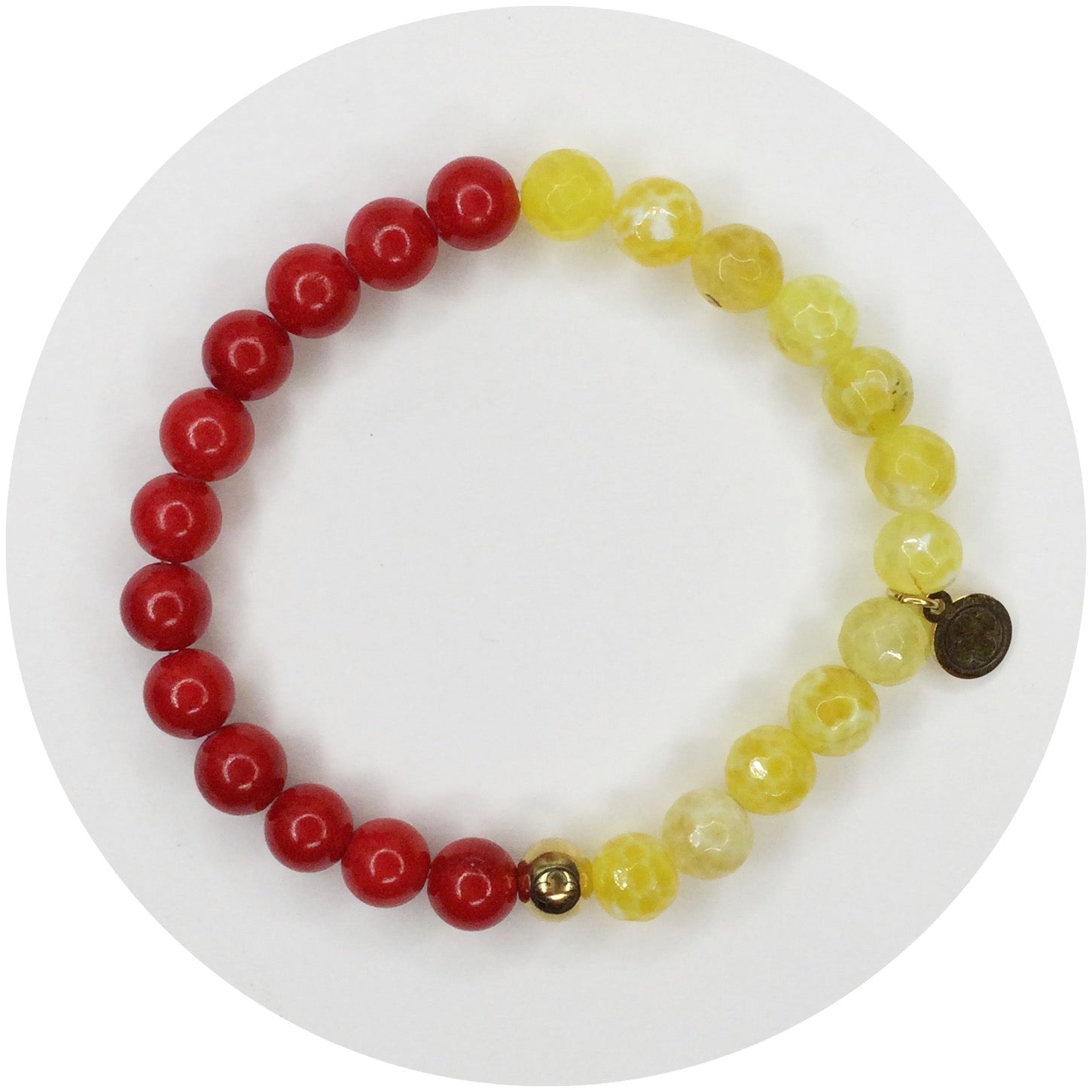 Mens Red Howlite and Yellow Agate