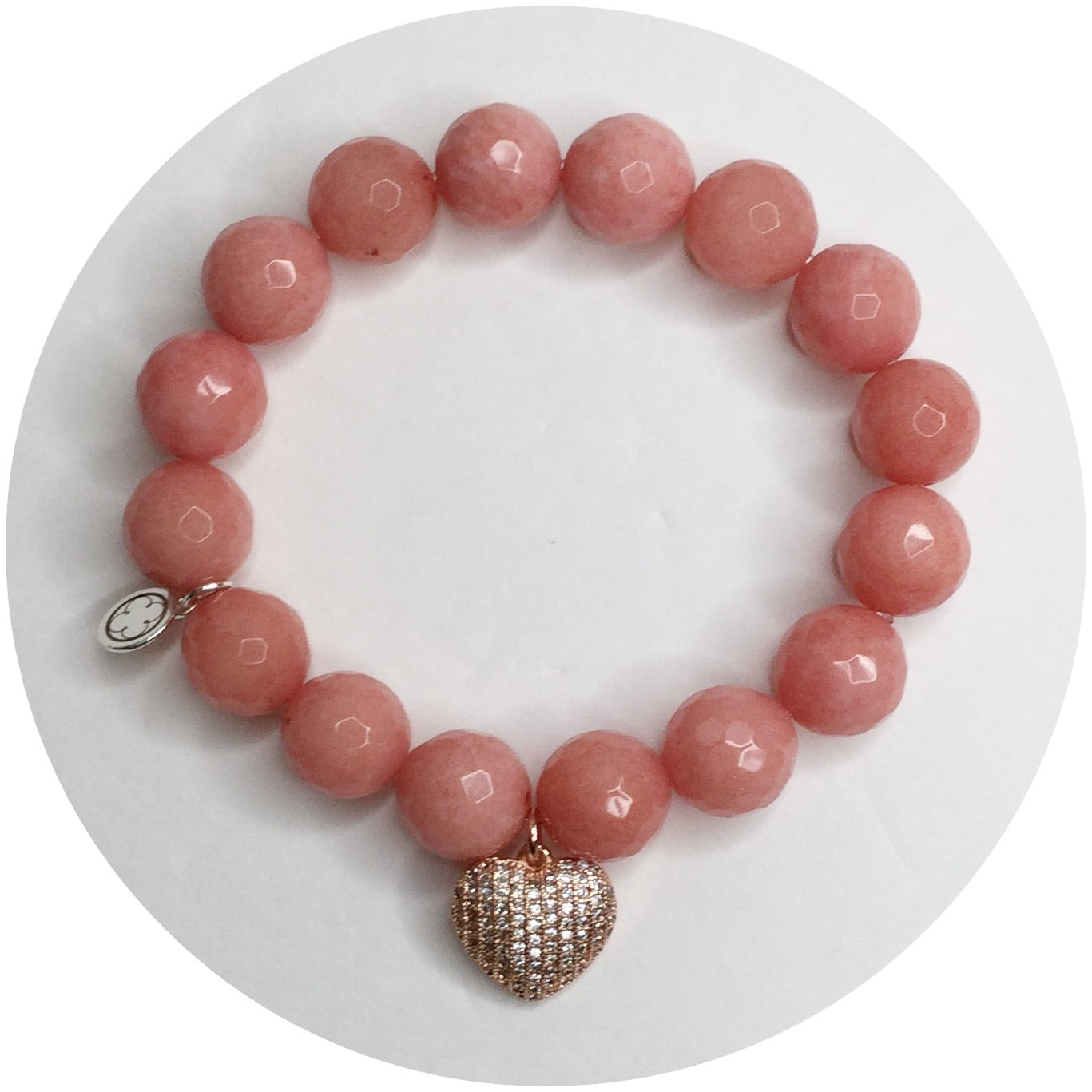 Rose Pink Jade with Pavé Puff Heart Pendant - Oriana Lamarca LLC