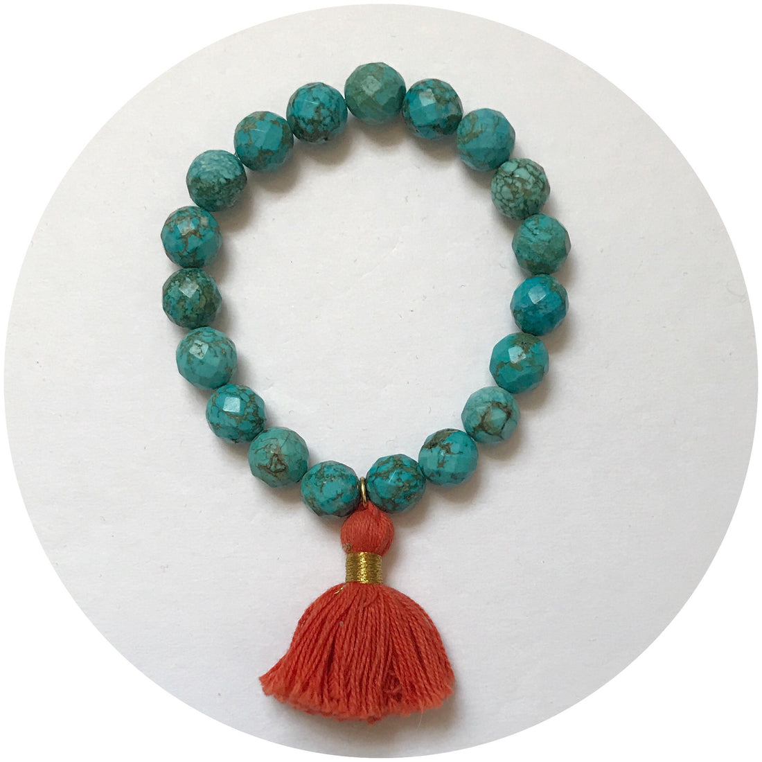 Green Turquoise with Orange Tassel - Oriana Lamarca LLC