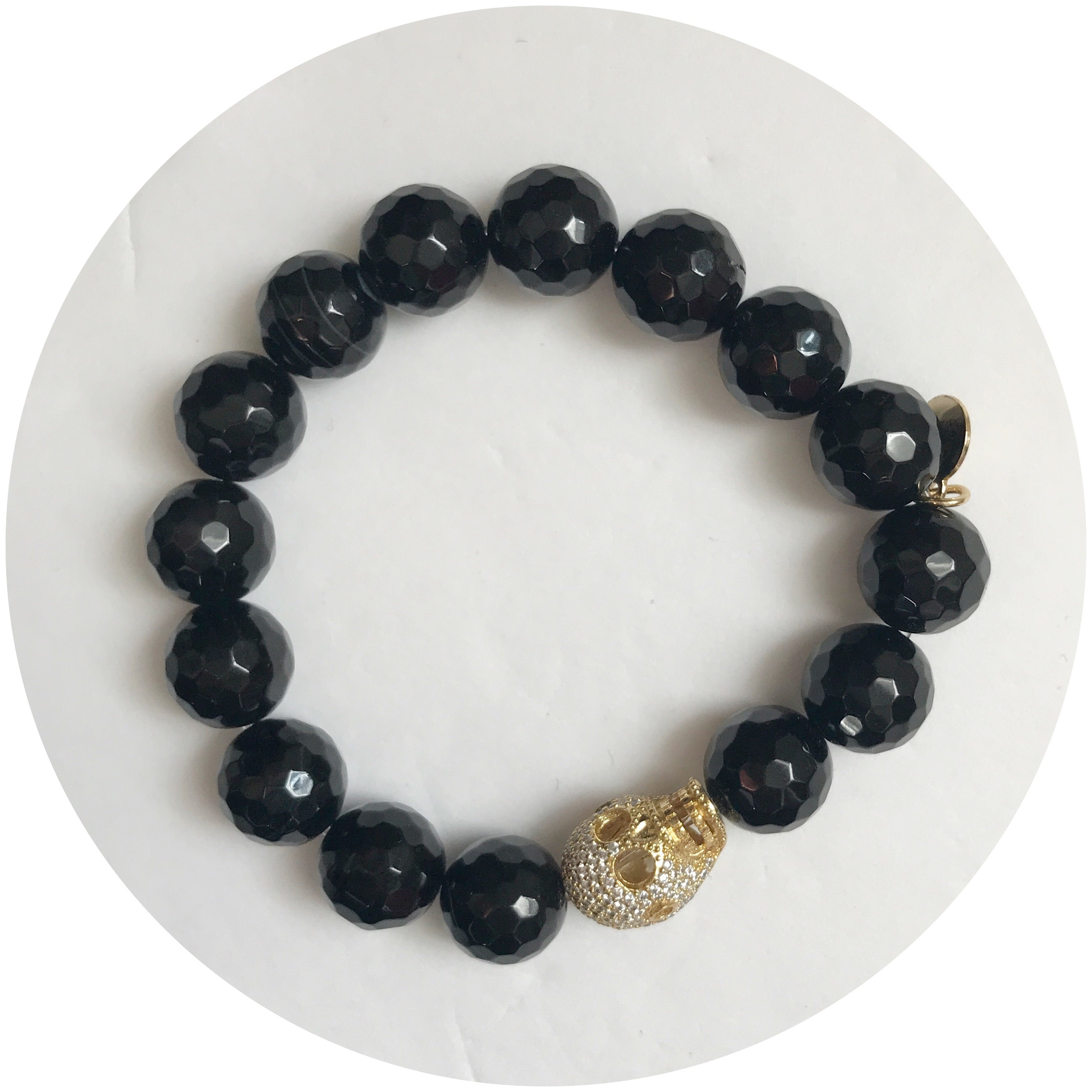 Black Onyx with Pavé Gold Skull - Oriana Lamarca LLC