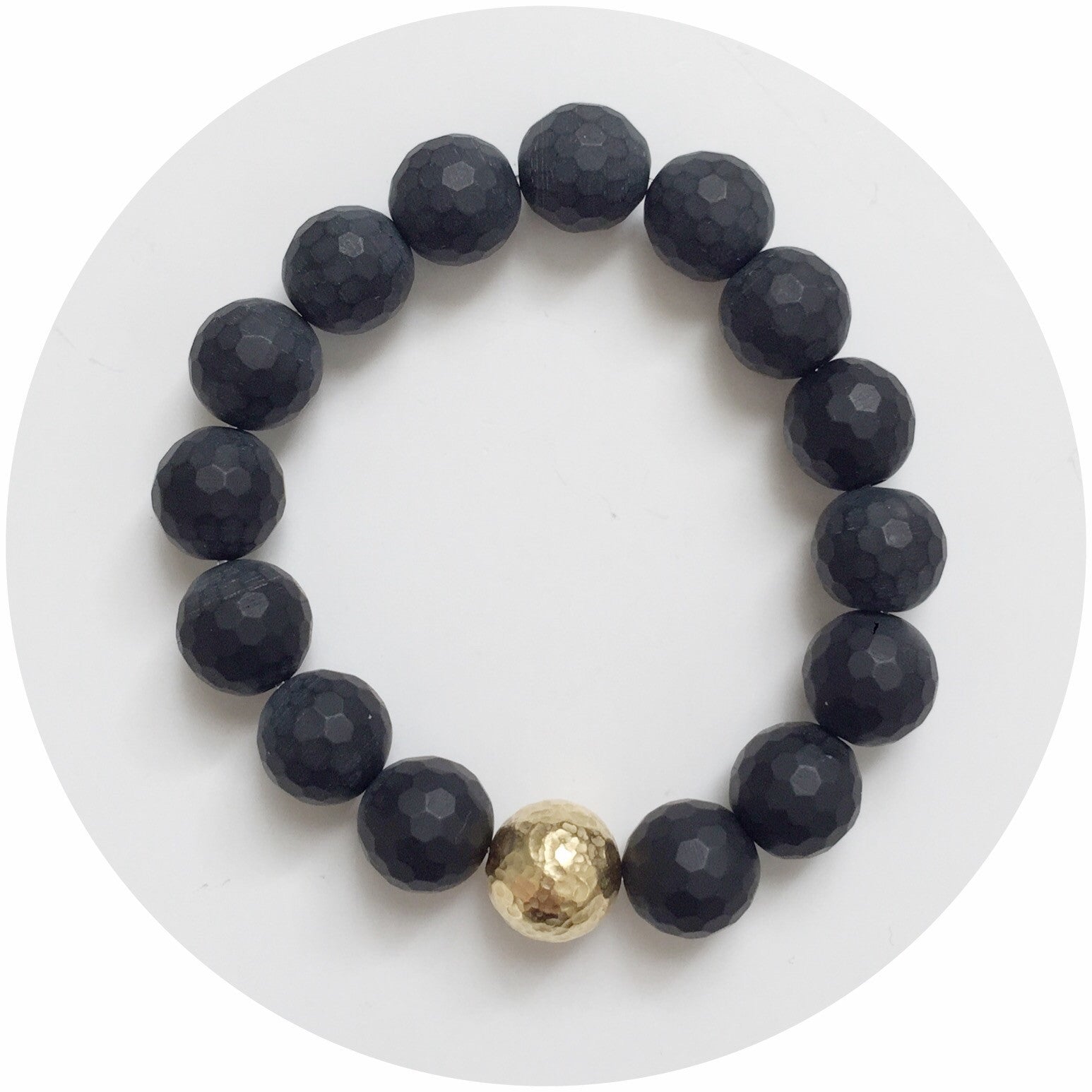 Matte Black Onyx with Hammered Gold Accent - Oriana Lamarca LLC