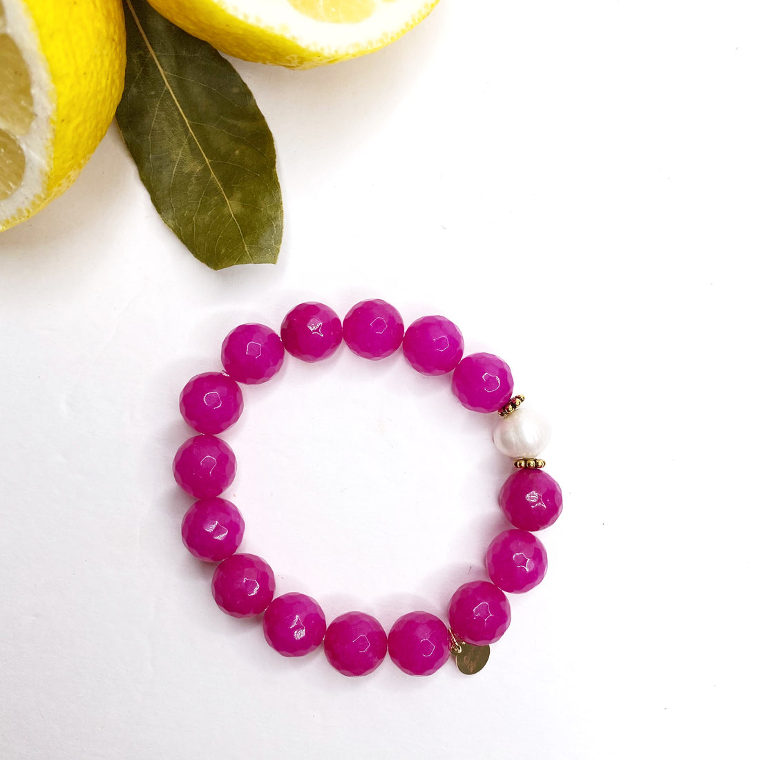 Magenta Jade with Freshwater Pearl