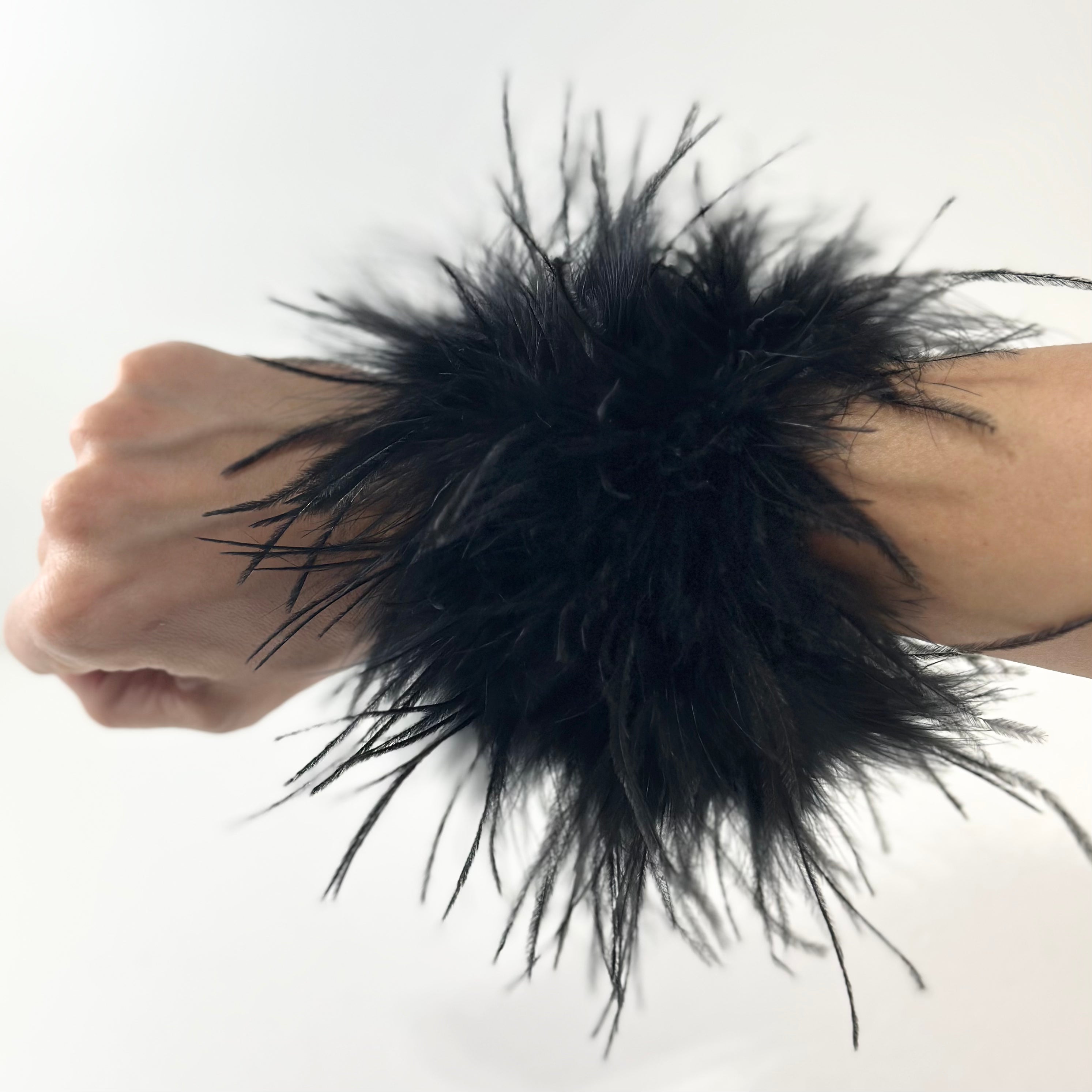Black Natural Ostrich Feather Cuffs