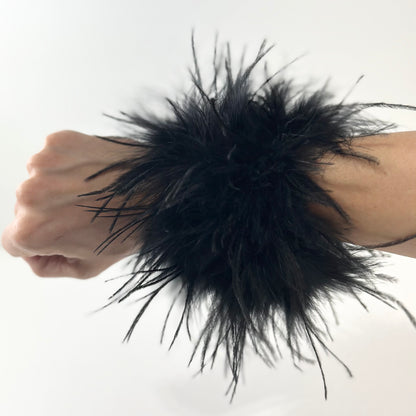 Black Natural Ostrich Feather Cuffs