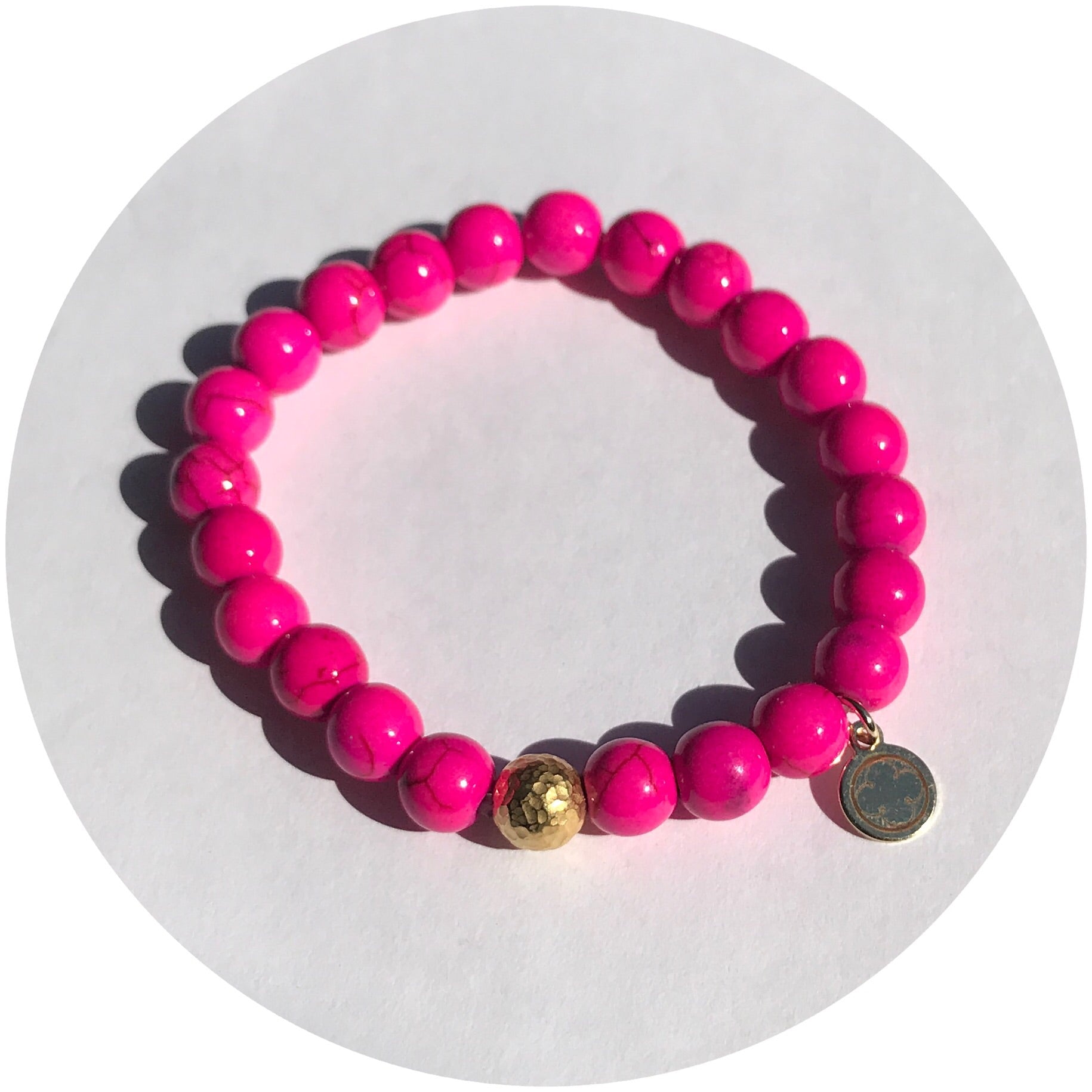 Hot pink evil eye beaded bracelet – Speakingofbangles