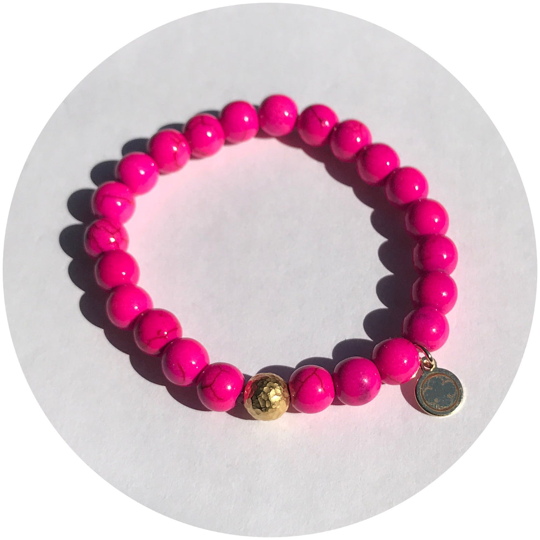 Hot Pink Howlite with Hammered Gold Accent - Oriana Lamarca LLC