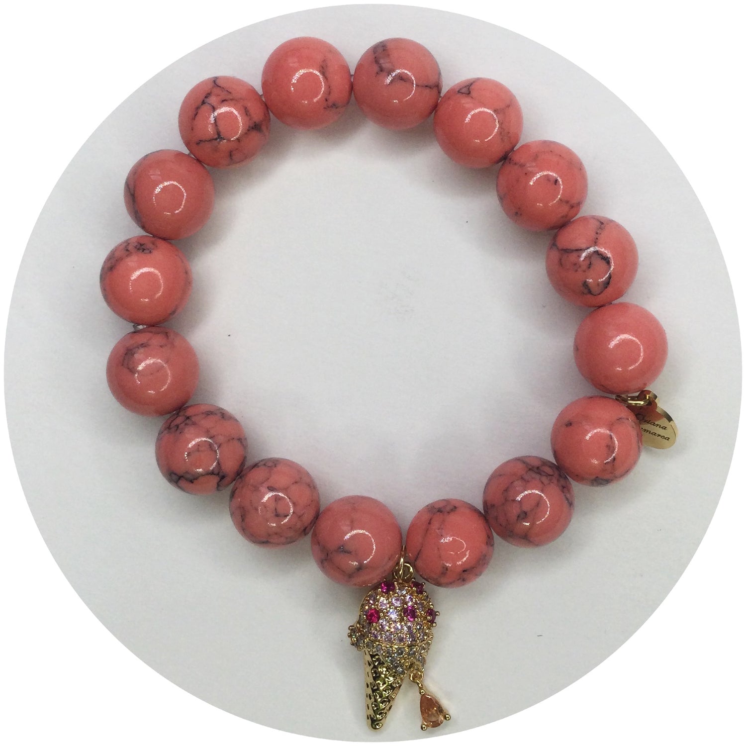 Coral Pink Howlite with Pavé Ice Cream Pendant – Oriana Lamarca Designs