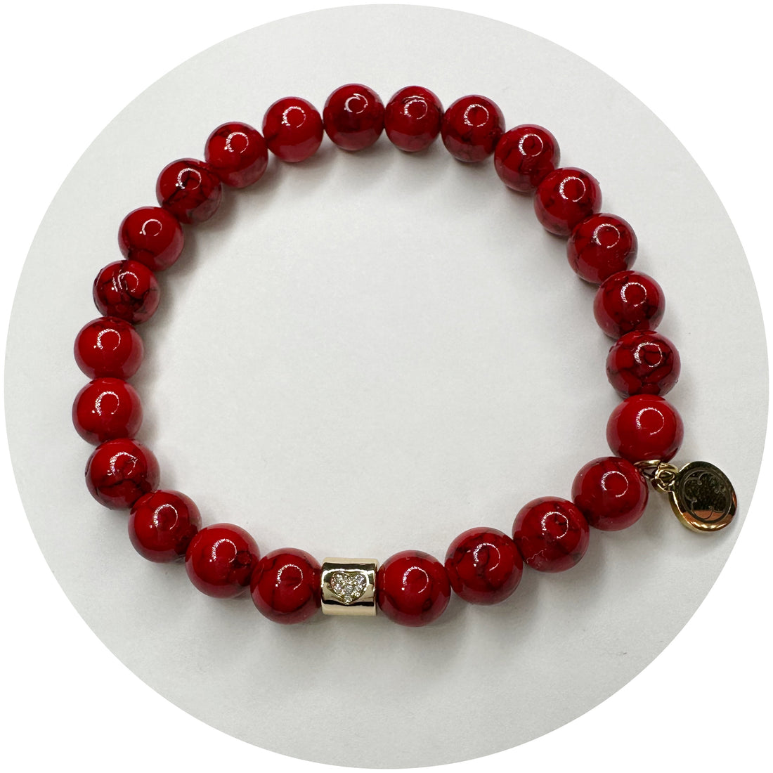 Mens Red Howlite with Pavé Heart