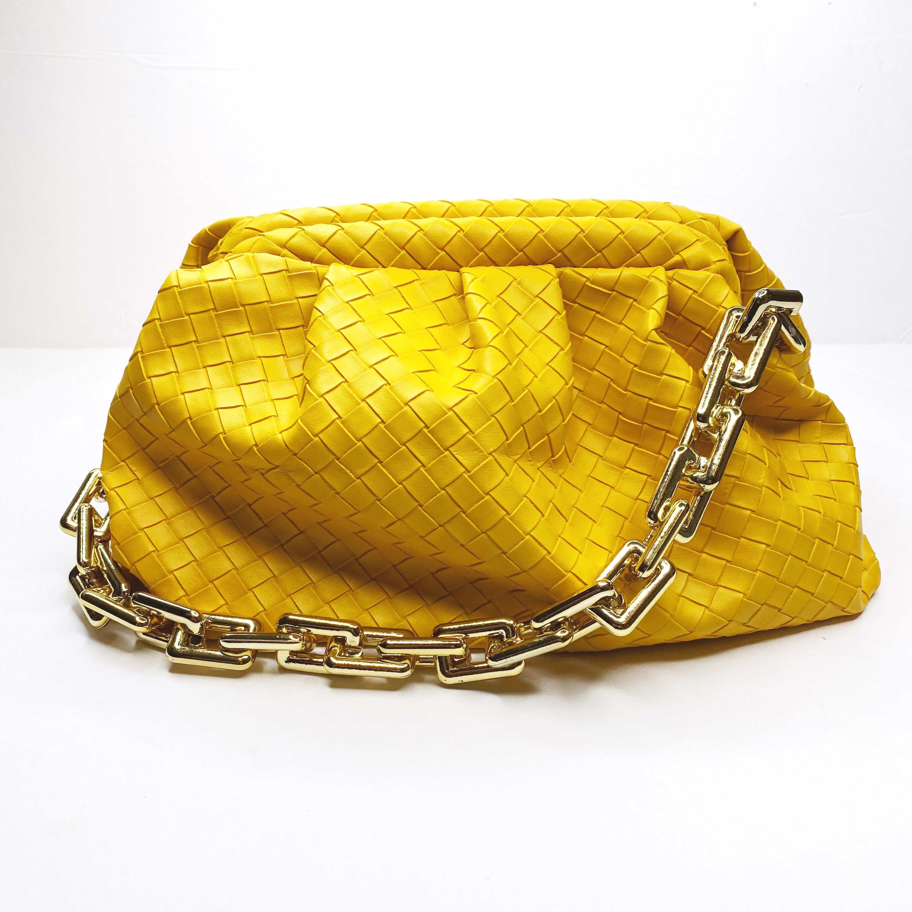 Felicia Weave Amber Leather Pouch Handbag