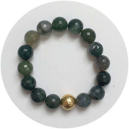 Moss Green Jade with Hammered Gold Accent - Oriana Lamarca LLC