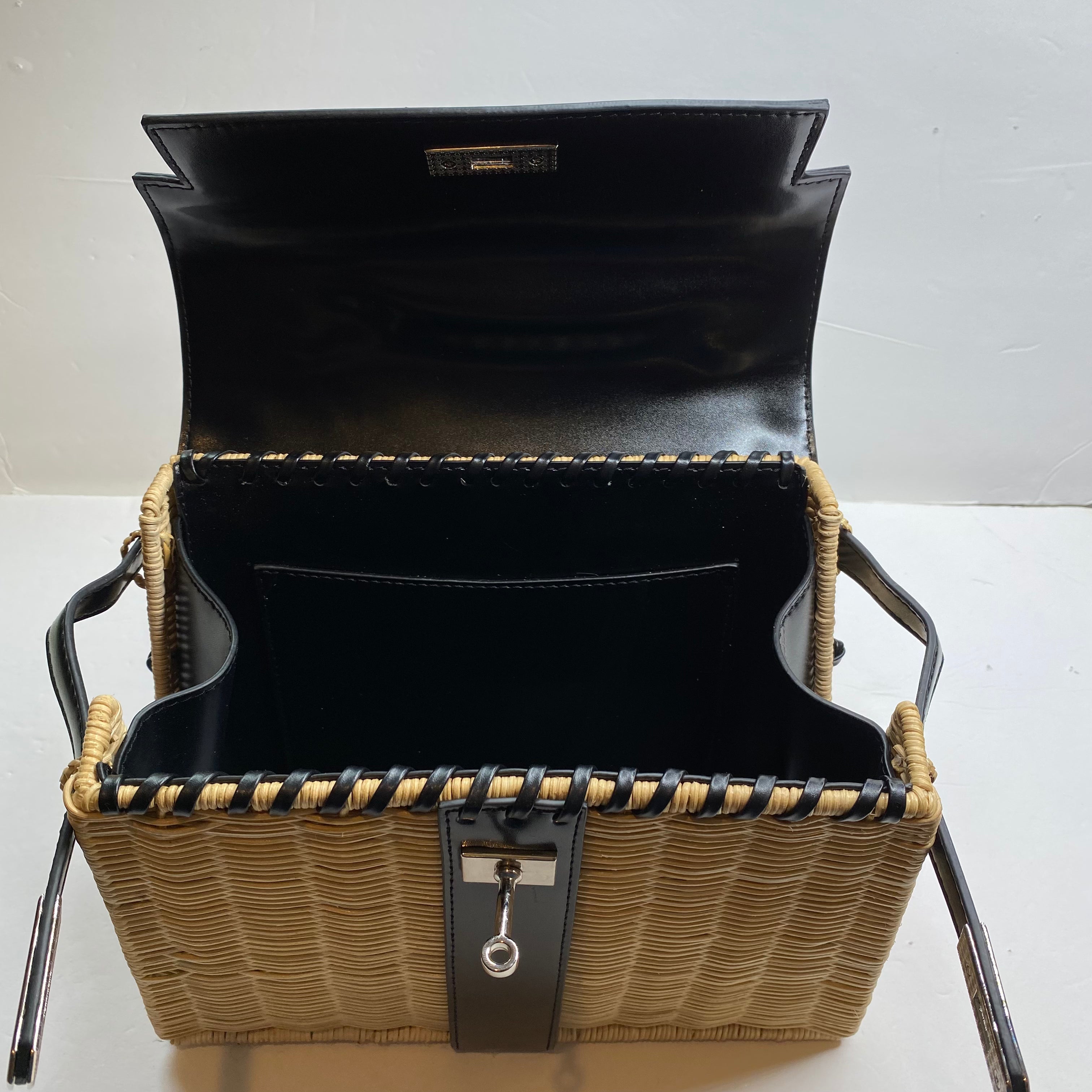 Willa Black Woven Leather Baskets