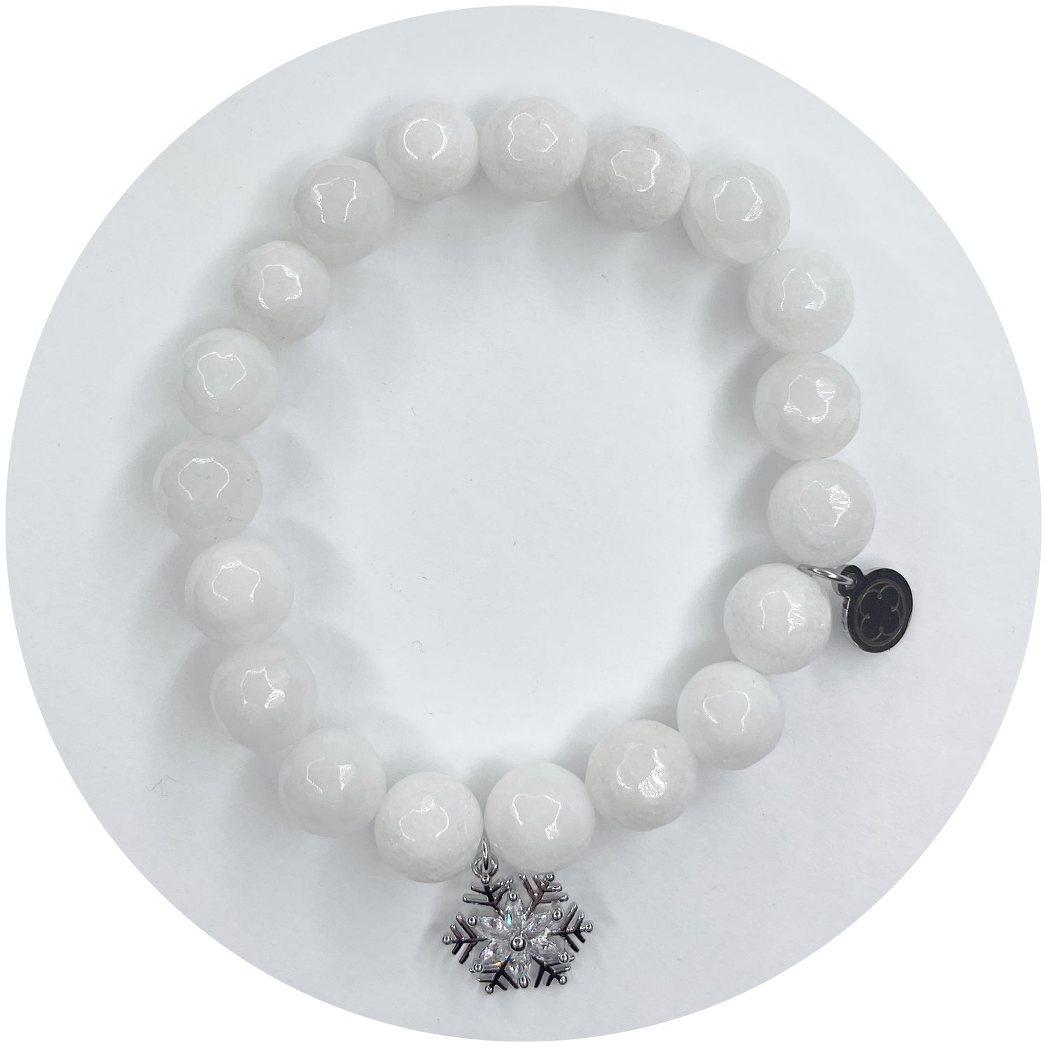 White Jade with Silver Pavé Needle Snowflake