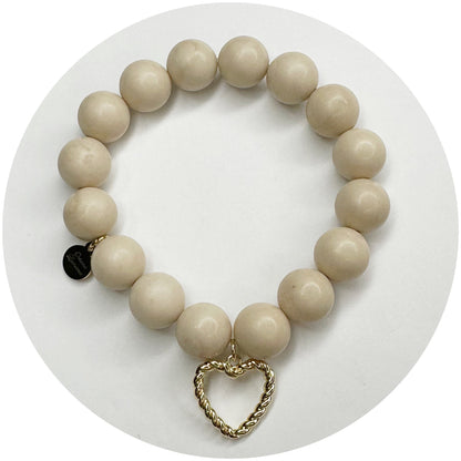 Beige Riverstone with Twisted Heart Pendant