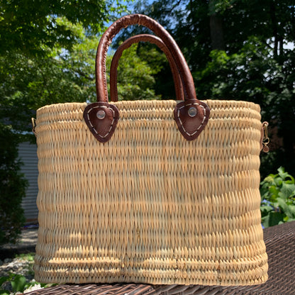 Lilliana Plain Leather Handle Reed Bag