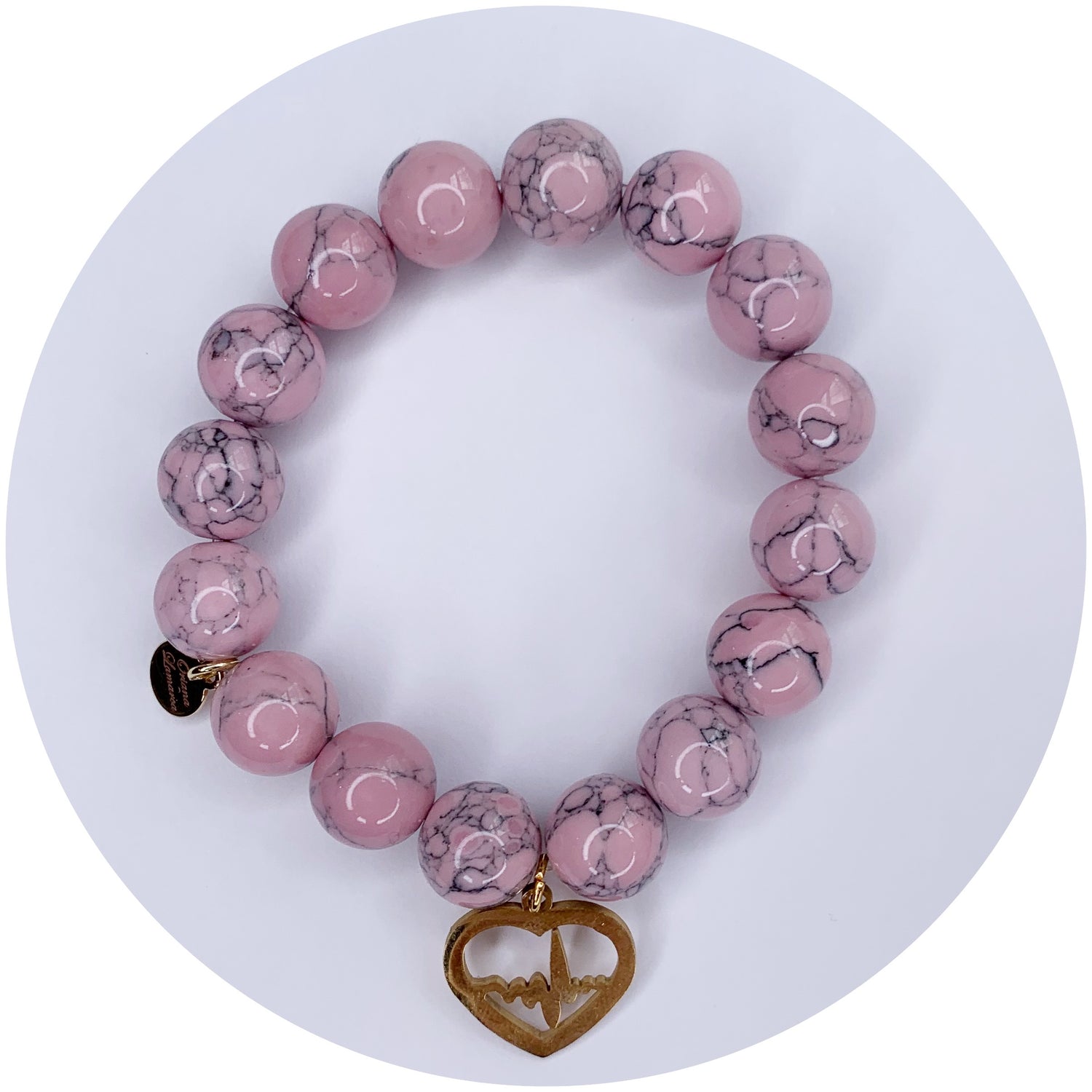 Light Pink Howlite with Heartbeat EKG Pendant – Oriana Lamarca Designs