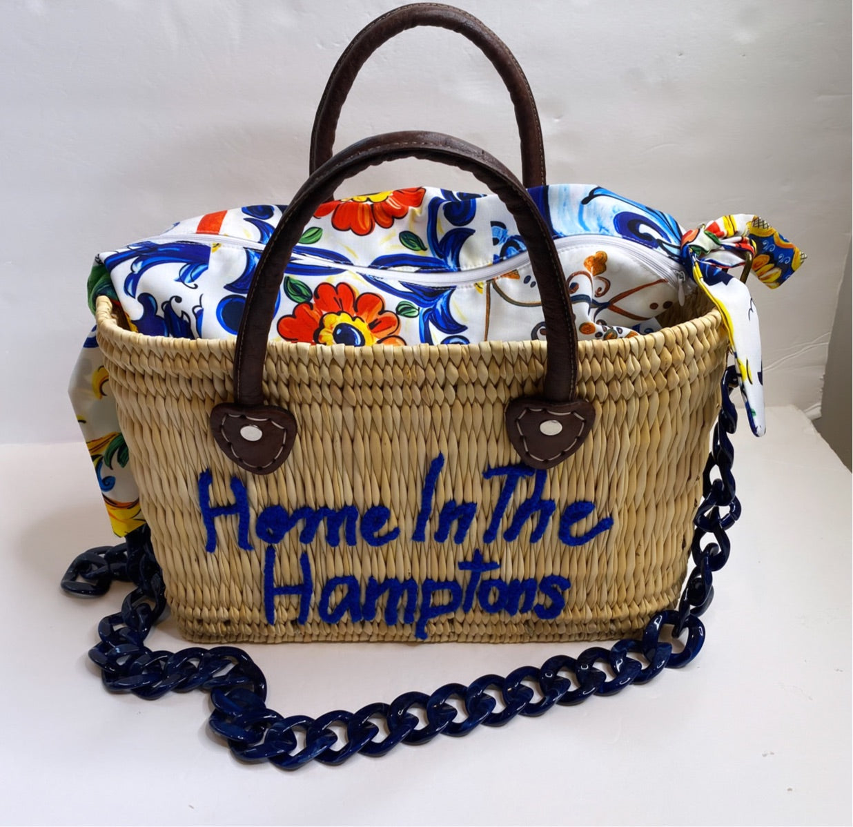 Lilliana Home In The Hamptons Leather Handle Reed Bag