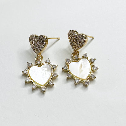 Pavé Mother of Pearl Heart Earring