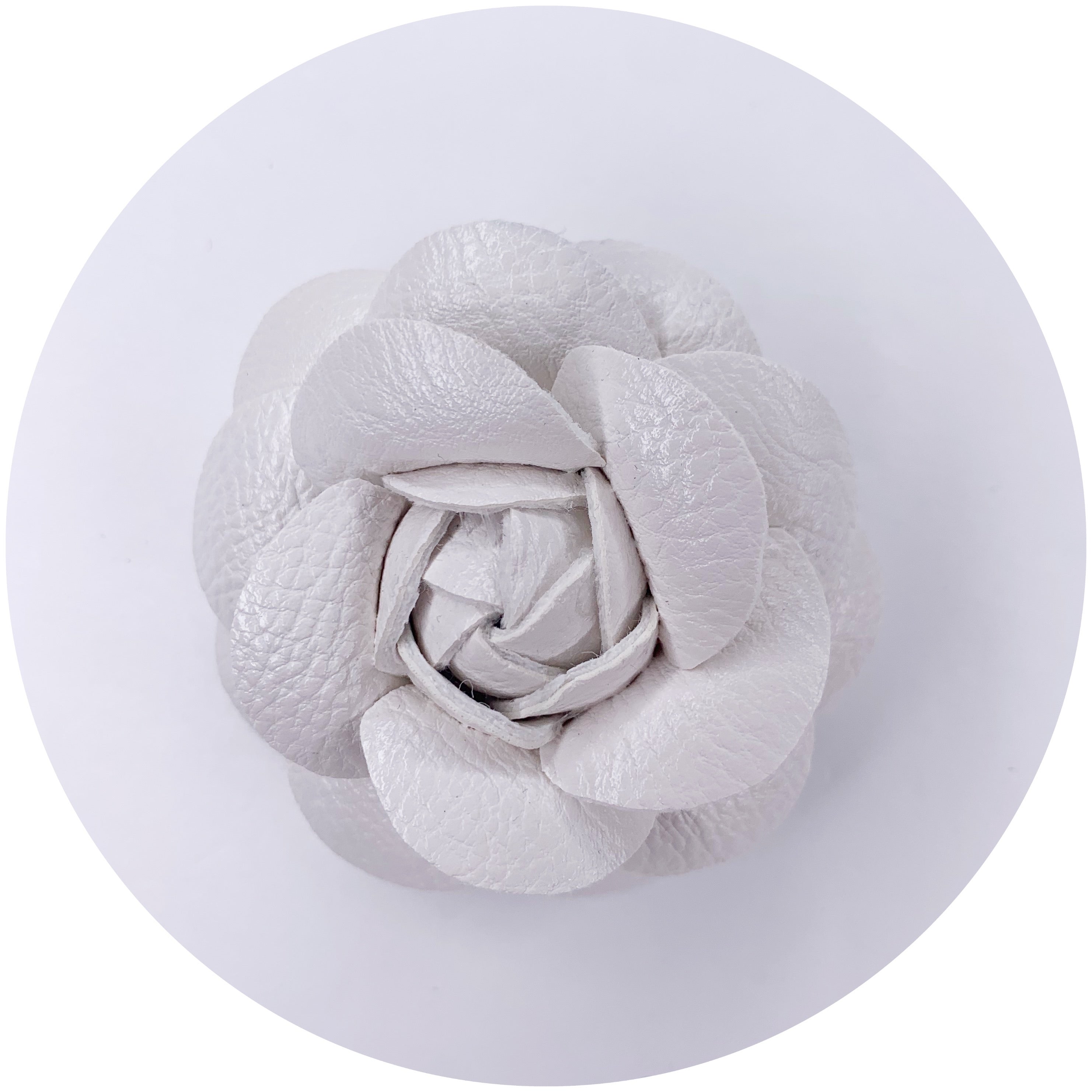 White Leather Brooch