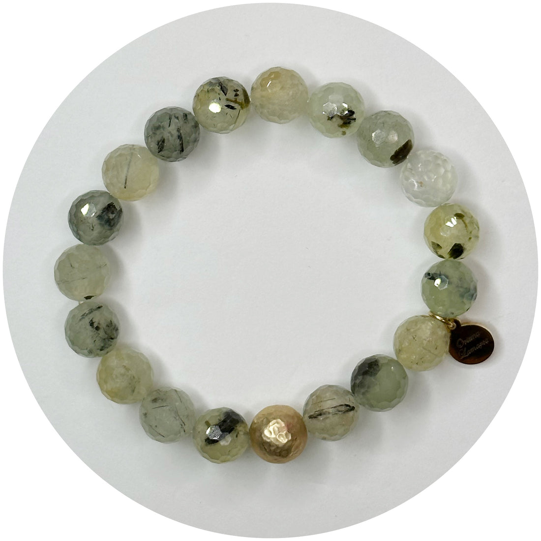 Green Quartz with Hammered Gold Accent