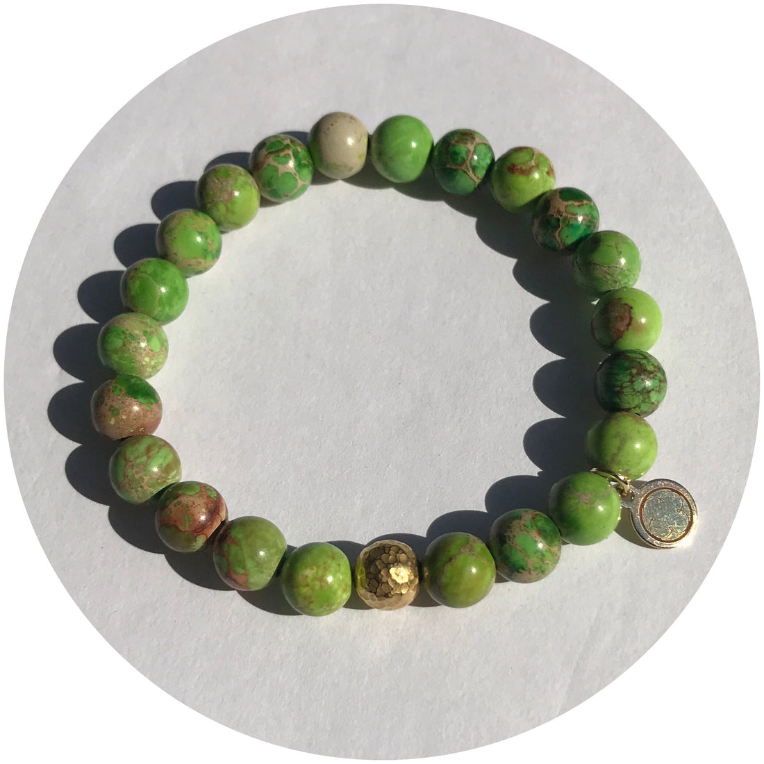 Green Imperial Jasper with Hammered Gold Accent - Oriana Lamarca LLC