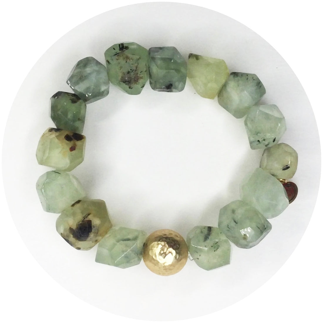 Green Quartz Nugget with Hammered Gold Accent