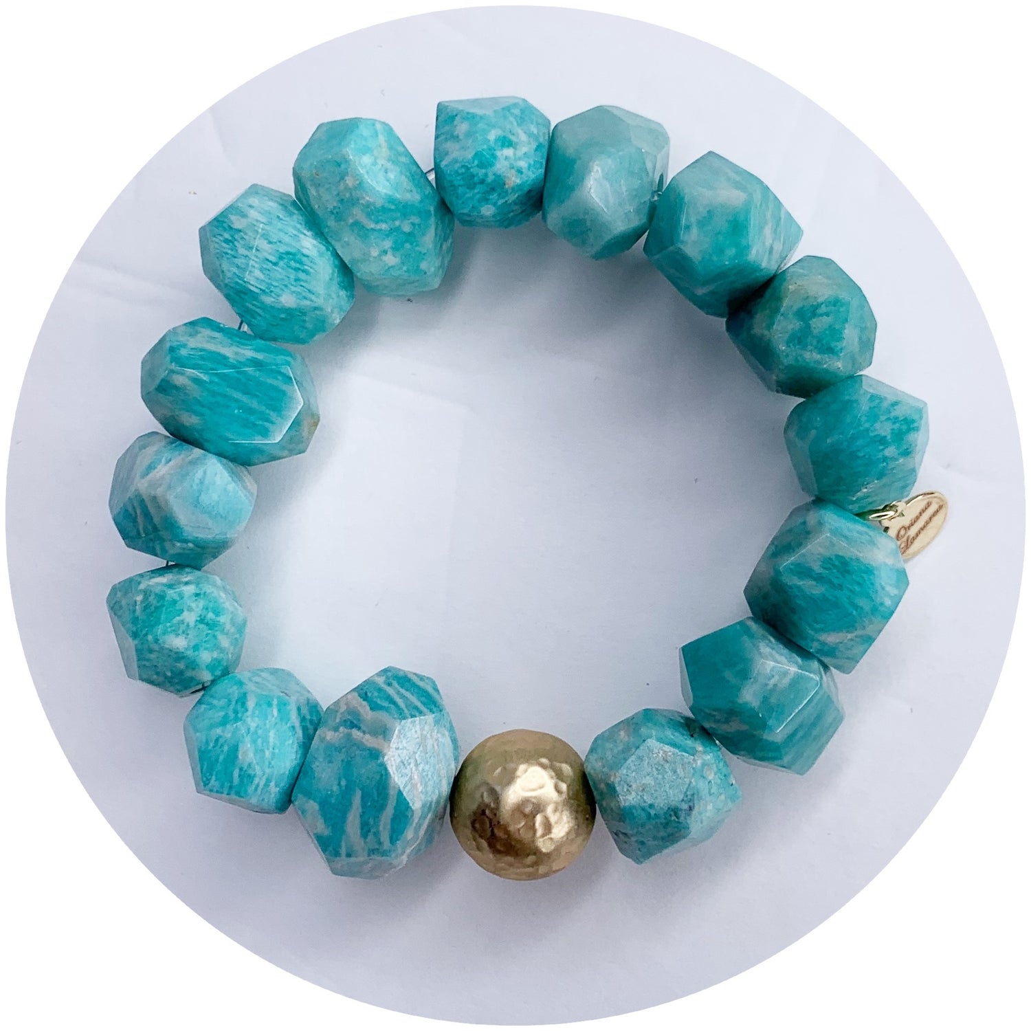 Amazonite Light Nugget with Hammered Gold Accent