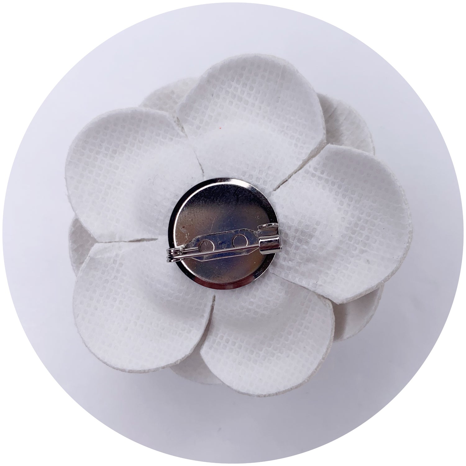 White Leather Brooch